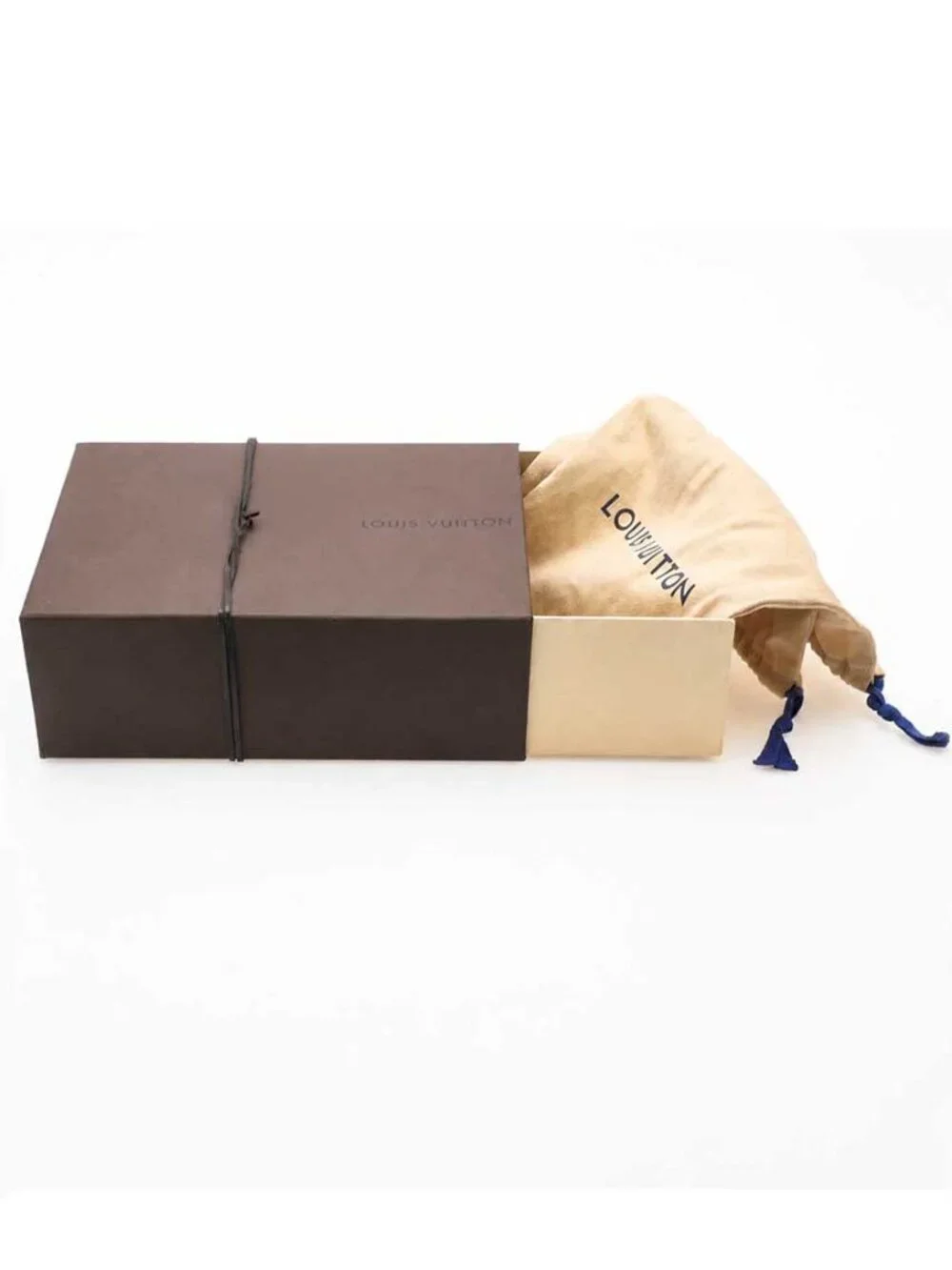 Louis Vuitton Brown Drawer Gift Box w/ Ribbon & 2 Dust Bags 14” x 9” x 6”